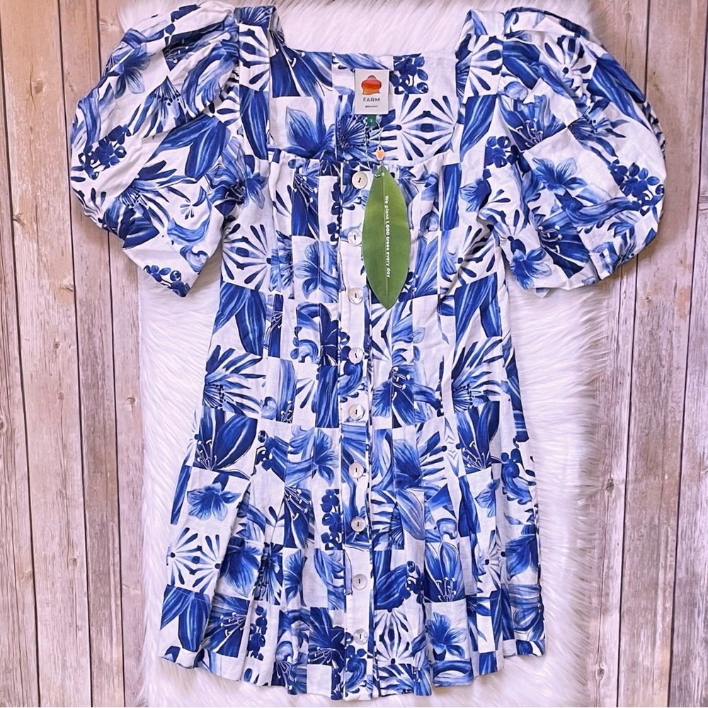 Farm Rio Garden Tiles Mini Dress